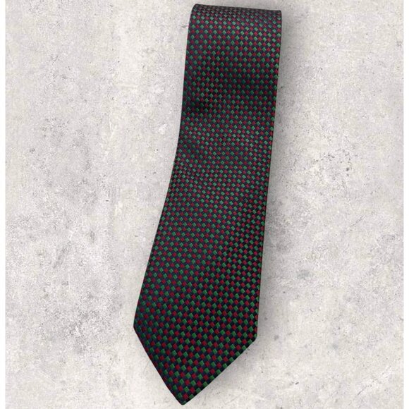 CHARVET Silk Tie FRANCE Blue Red Green Geometric W:3.5